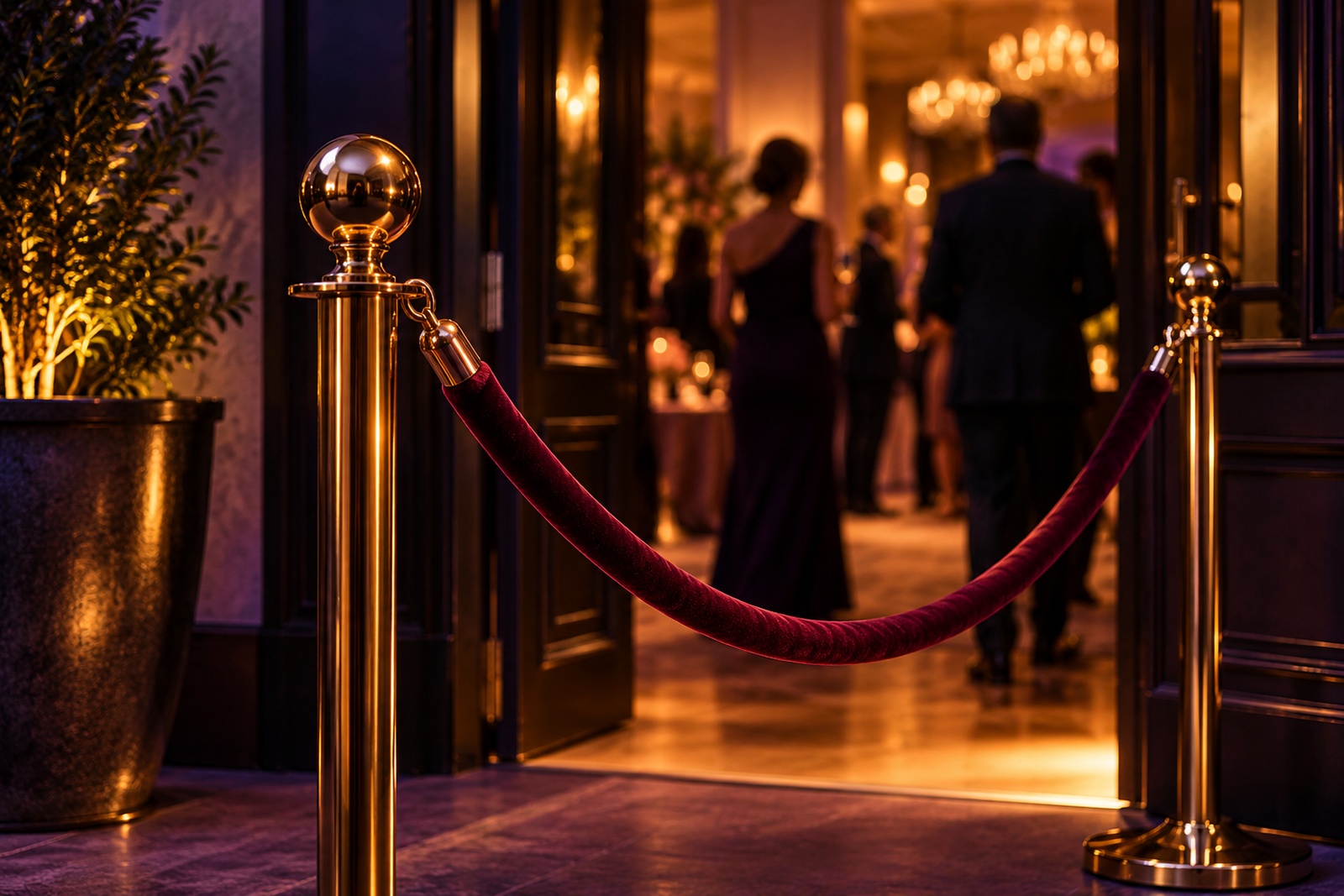 Velvet rope at the entrance to a private event room